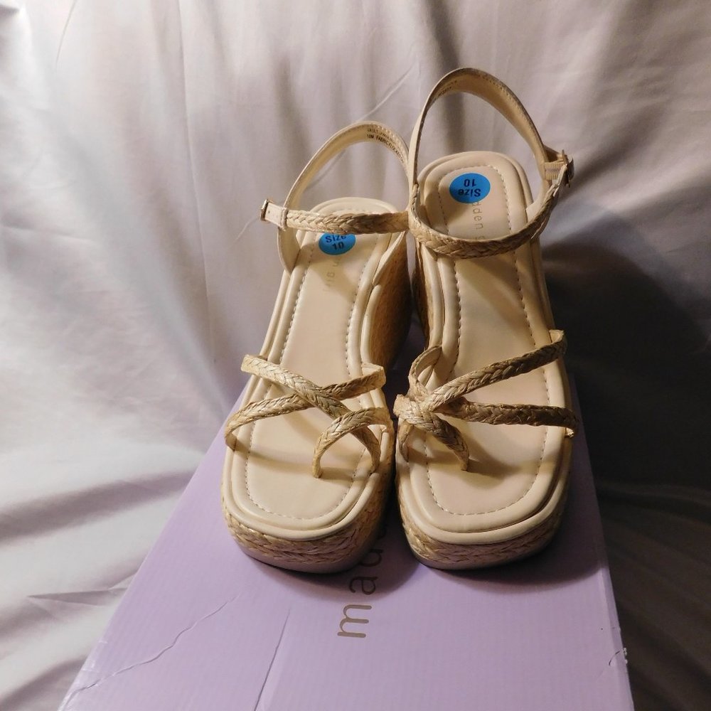 Madden Girl Vault J Platform Wedges Natural Color Size 10 Woman's NEW
